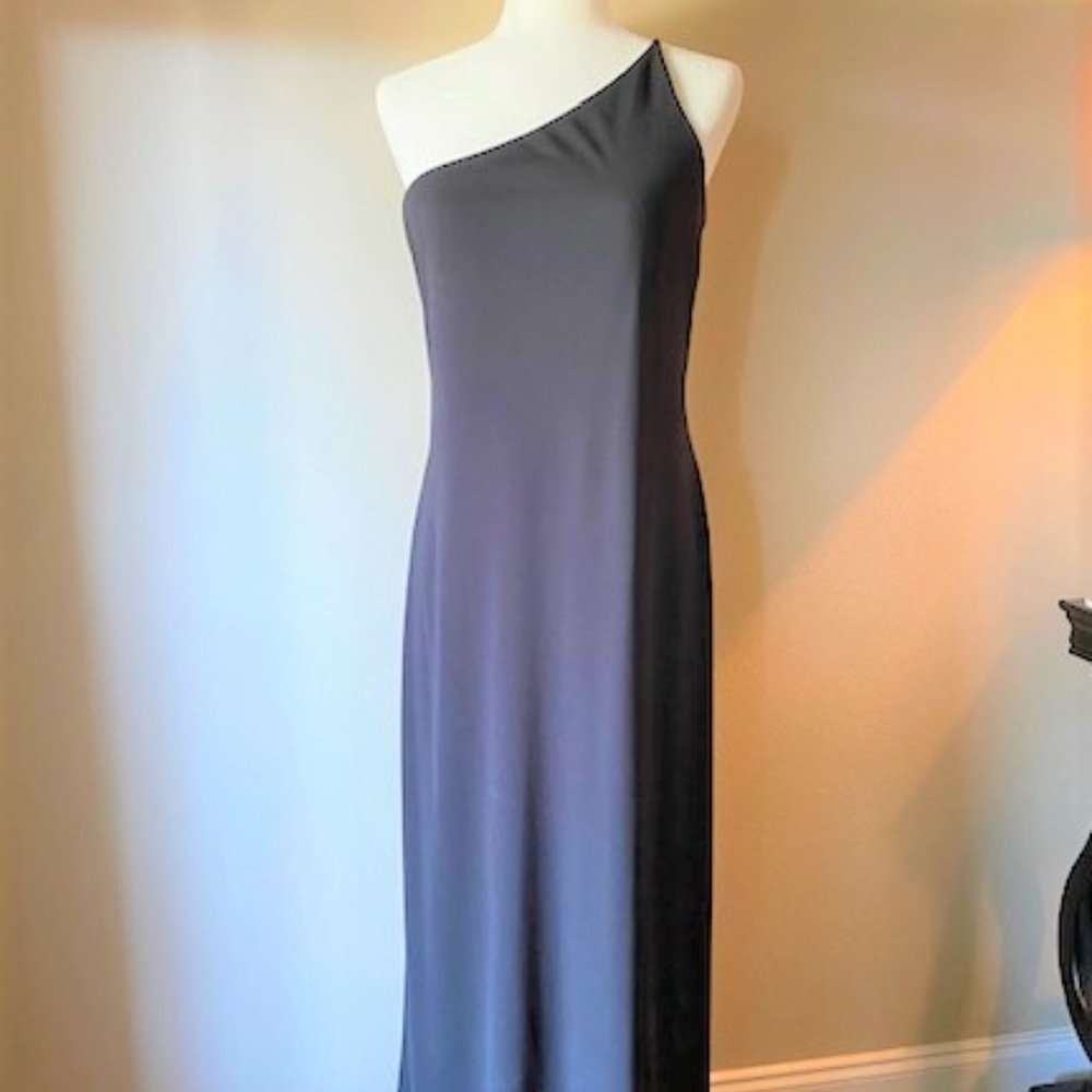 One Shoulder, Black Dress, Long/Size 14